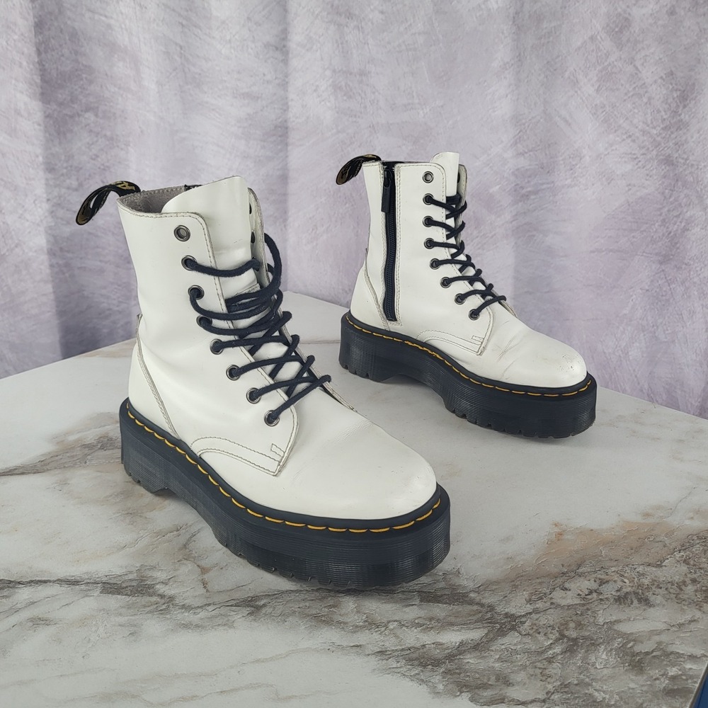 Dr.Martens Size 6 Women's Jadon White Platform Zip Boots Combat